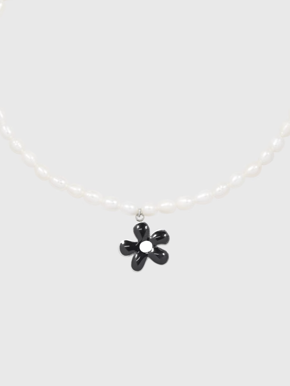 AWE Black Sunflower Pendant Pearl Necklace