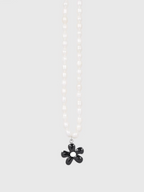 AWE Black Sunflower Pendant Pearl Necklace