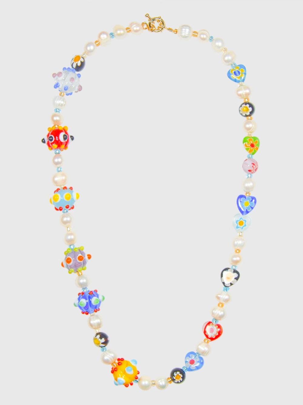 AWE Colorful Love Heart Beaded Pearl Necklace