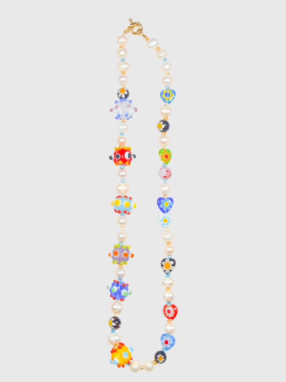 AWE Colorful Love Heart Beaded Pearl Necklace