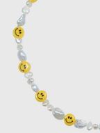 AWE Smiley Face Beaded Pearl Necklace