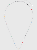 AWE Rainbow Bean Silver Beaded Chain Necklace