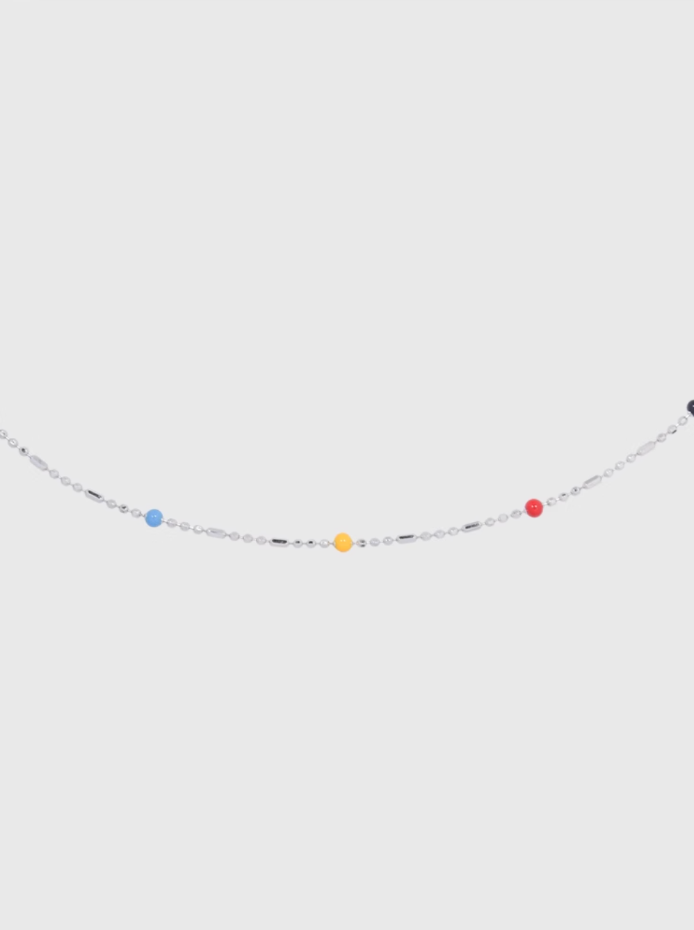 AWE Rainbow Bean Silver Beaded Chain Necklace