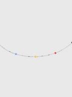 AWE Rainbow Bean Silver Beaded Chain Necklace