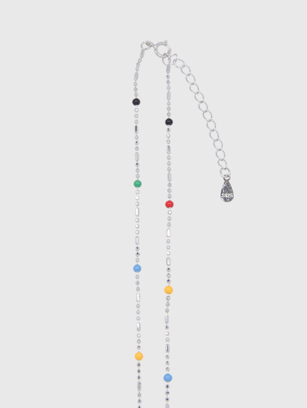 AWE Rainbow Bean Silver Beaded Chain Necklace