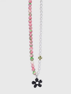 AWE Black Sunflower Pendant Stone Pearl Chain Necklace