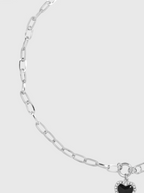 AWE Diamond Pin Black Heart Chain Necklace