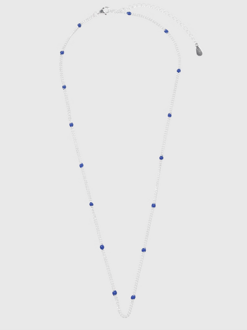 AWE Blue Bean Silver Chain Necklace