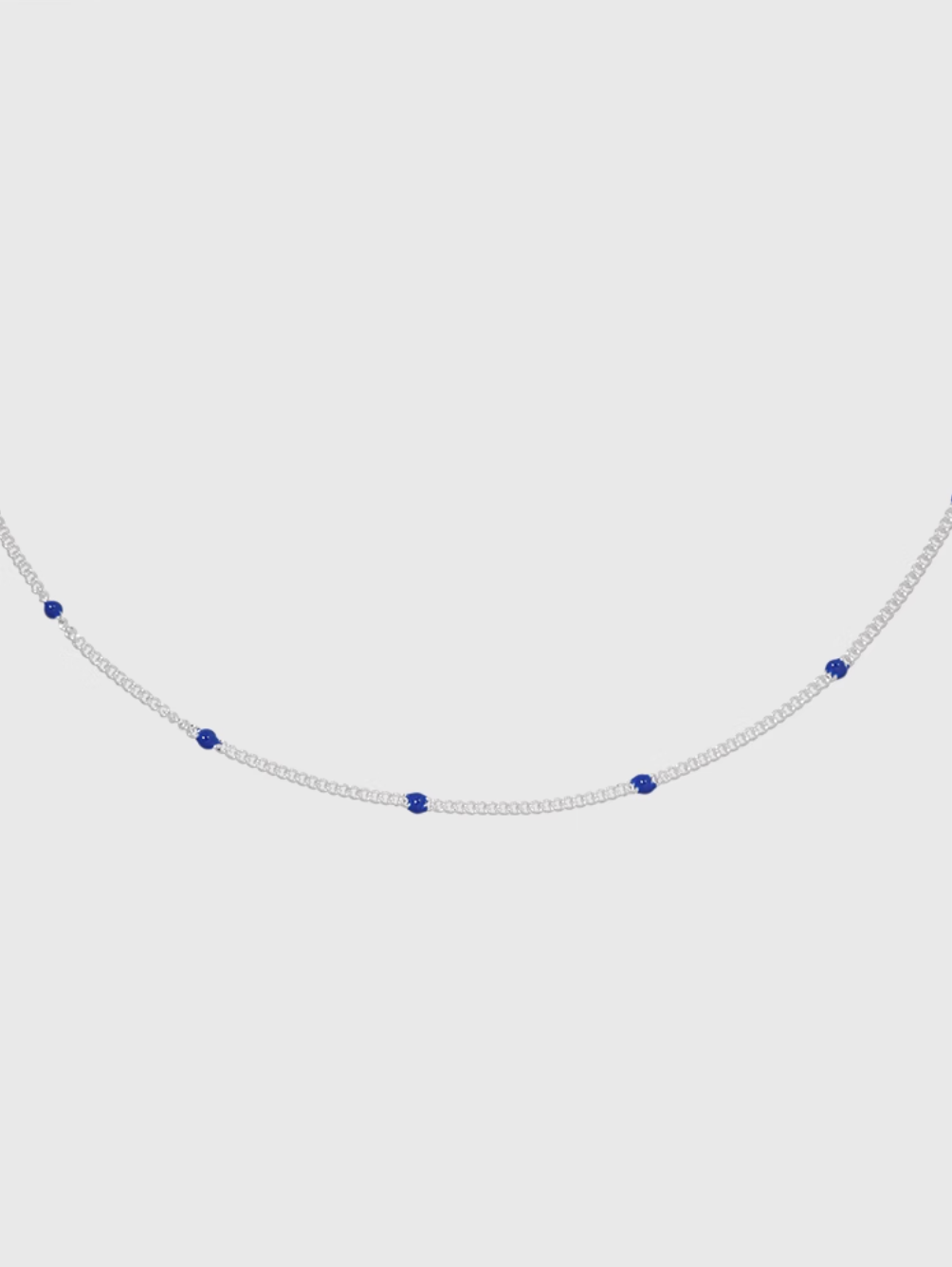 AWE Blue Bean Silver Chain Necklace