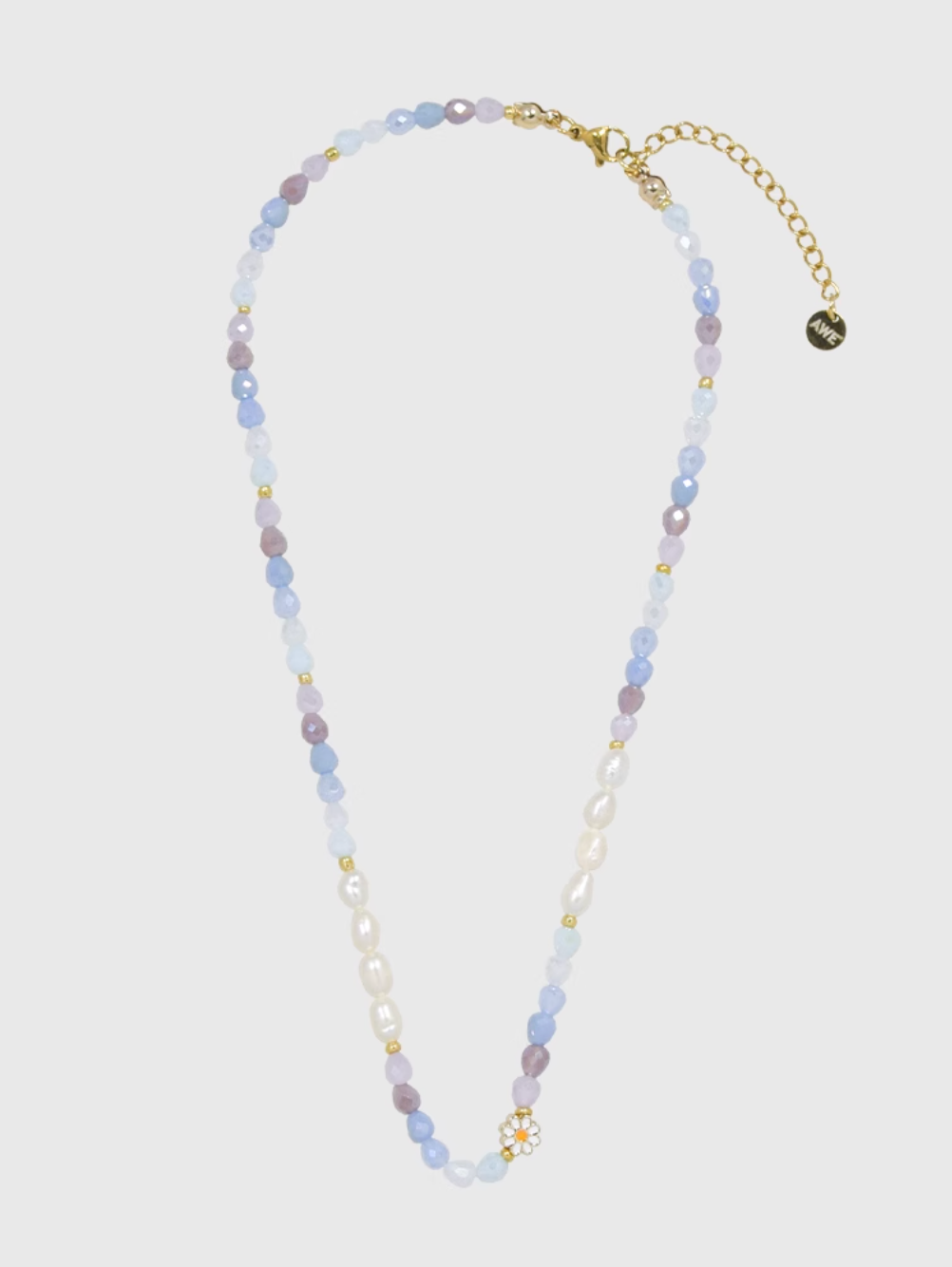 AWE Crystal Beaded Pearl Daisy Necklace