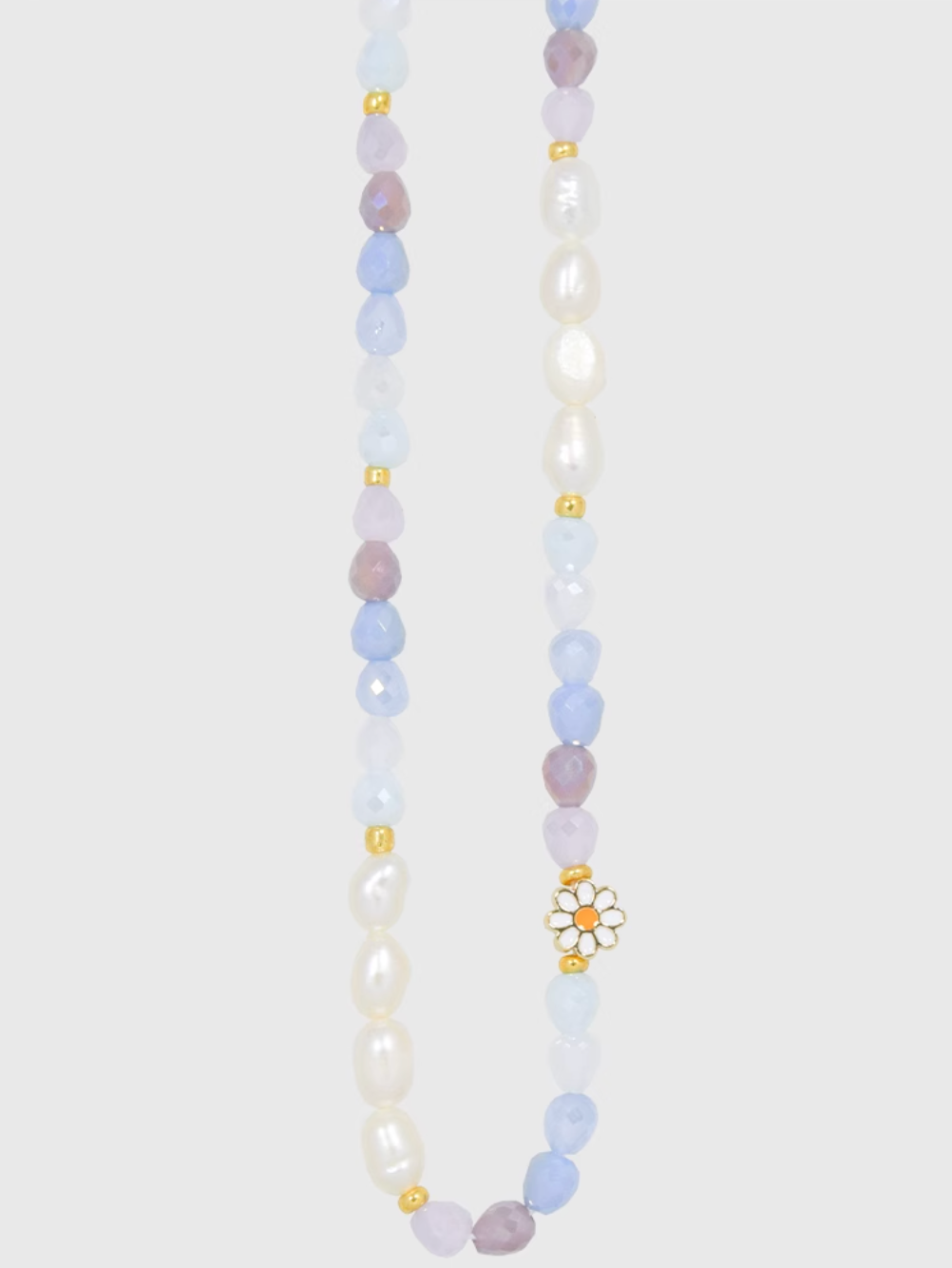 AWE Crystal Beaded Pearl Daisy Necklace