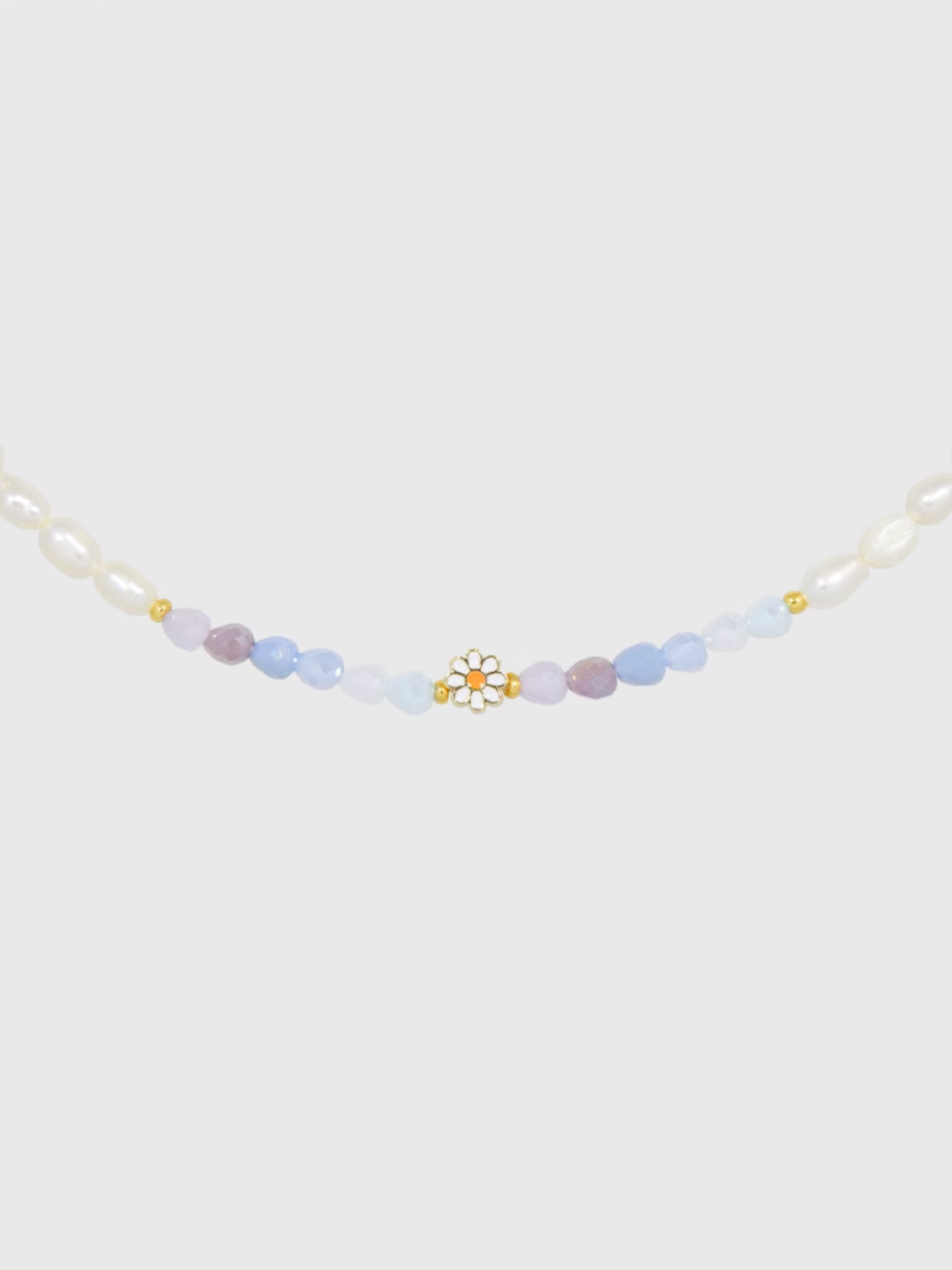 AWE Crystal Beaded Pearl Daisy Necklace