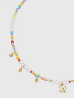 AWE AE Word Charm Color Beaded Pearl Necklace