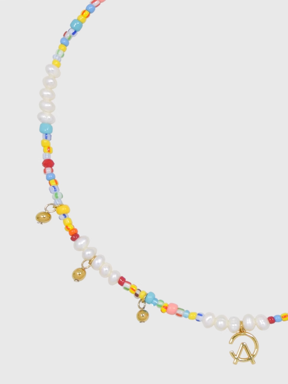 AWE AE Word Charm Color Beaded Pearl Necklace