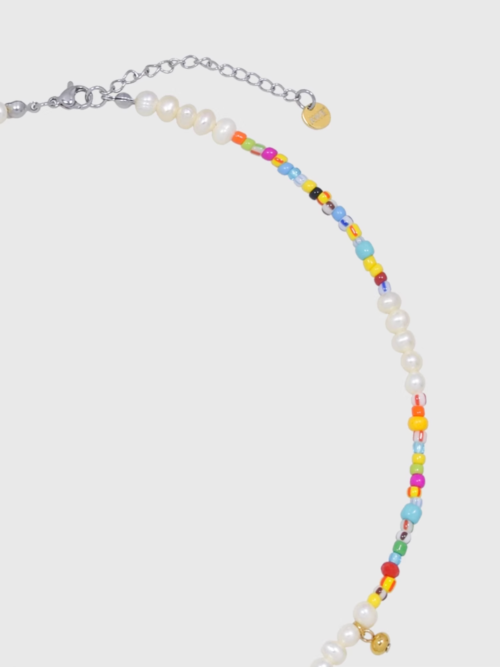 AWE AE Word Charm Color Beaded Pearl Necklace