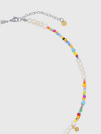 AWE AE Word Charm Color Beaded Pearl Necklace