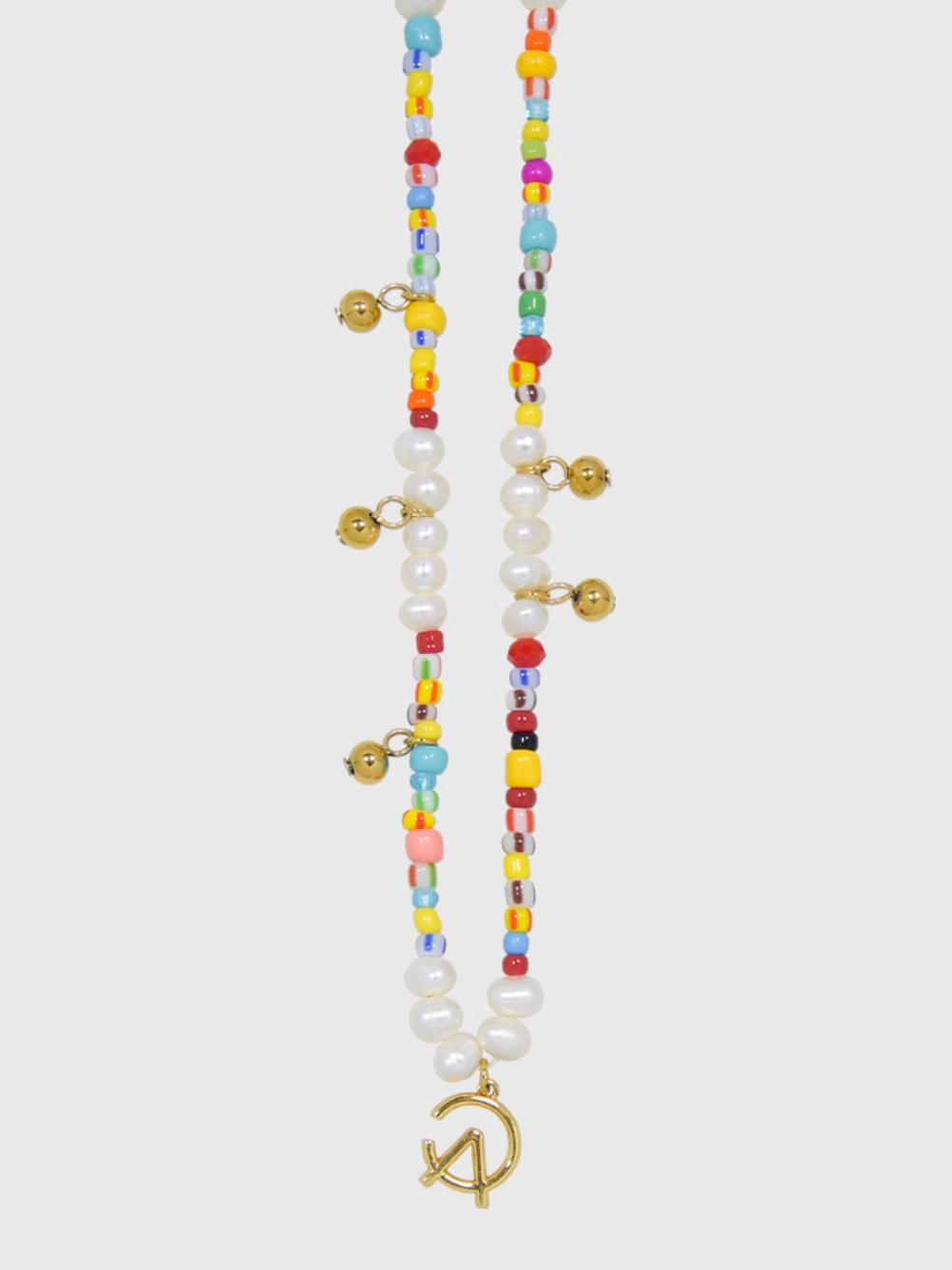 AWE AE Word Charm Color Beaded Pearl Necklace