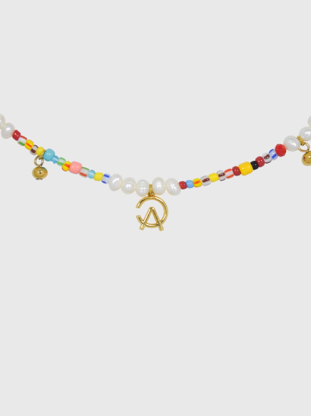 AWE AE Word Charm Color Beaded Pearl Necklace
