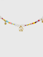 AWE AE Word Charm Color Beaded Pearl Necklace