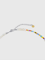 AWE AE Word Charm Color Beaded Pearl Necklace