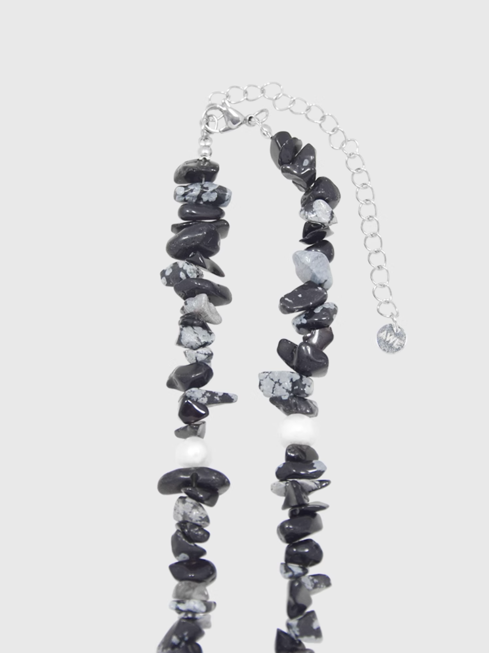 AWE Black Crushed Stone Pearl Beaded Necklace