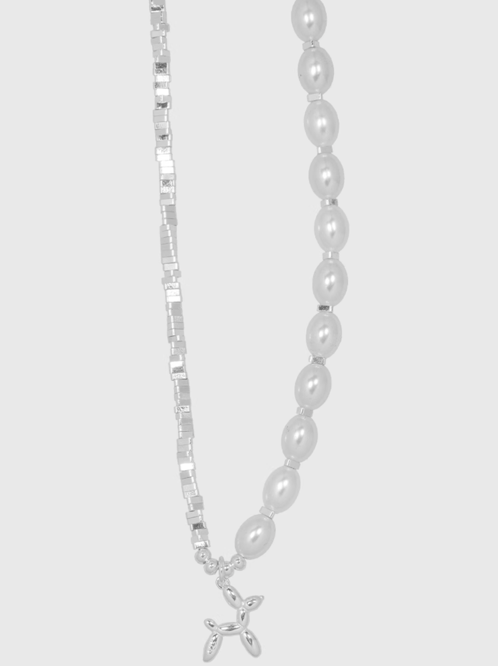 AWE Silver Pearl Balloon Dog Charm Necklace
