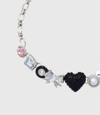 AWE Black Love Heart Daisy Chain Necklace