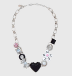 AWE Black Love Heart Daisy Chain Necklace