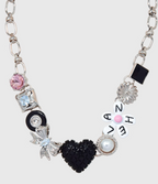 AWE Black Love Heart Daisy Chain Necklace