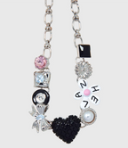 AWE Black Love Heart Daisy Chain Necklace