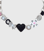 AWE Black Love Heart Daisy Chain Necklace
