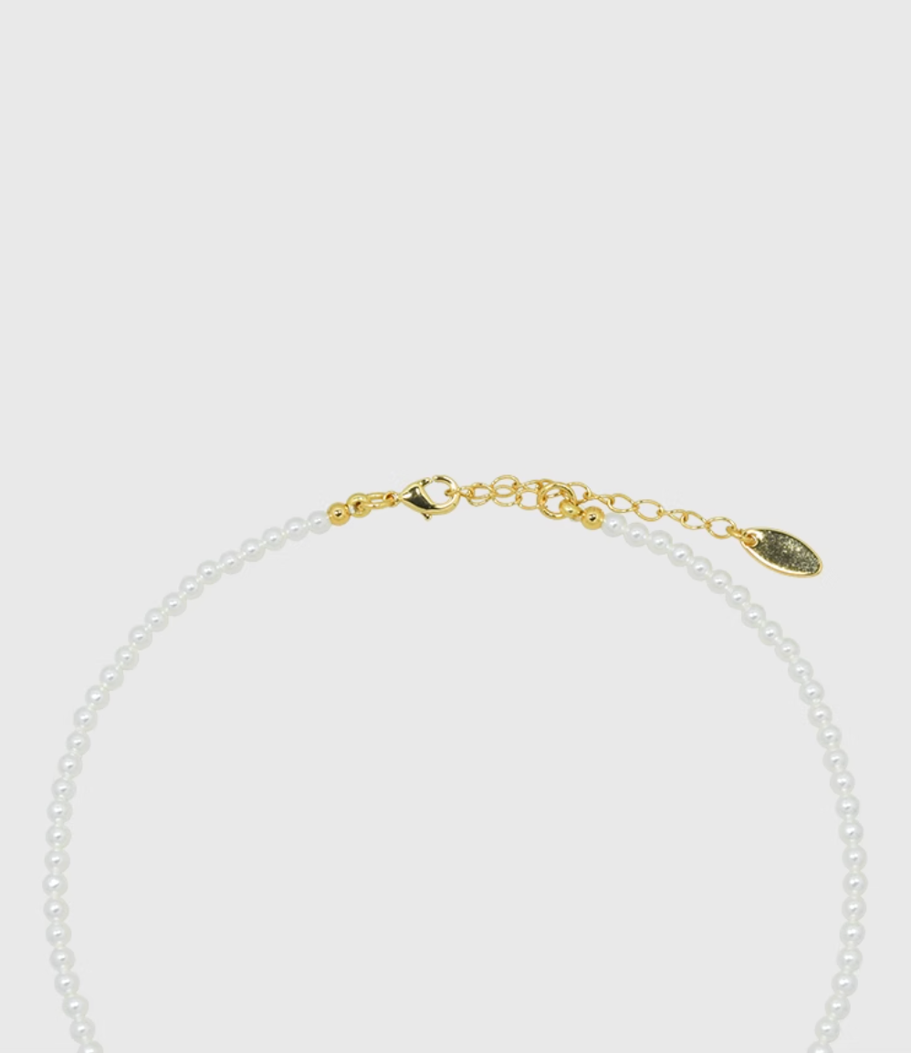 AWE Zirconia Pendant Pearl Beaded Necklace