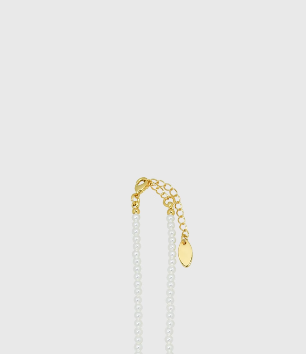 AWE Zirconia Pendant Pearl Beaded Necklace