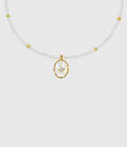 AWE Zirconia Pendant Pearl Beaded Necklace
