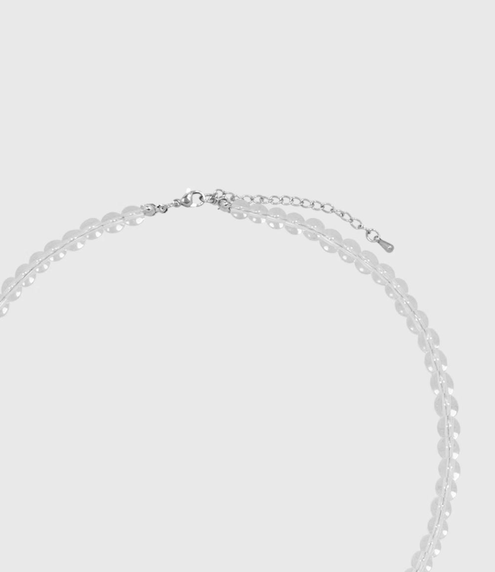 AWE Silver Irregular Flower Crystal Beaded Necklace