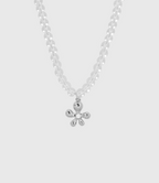 AWE Silver Irregular Flower Crystal Beaded Necklace