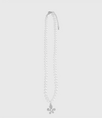 AWE Silver Irregular Flower Crystal Beaded Necklace