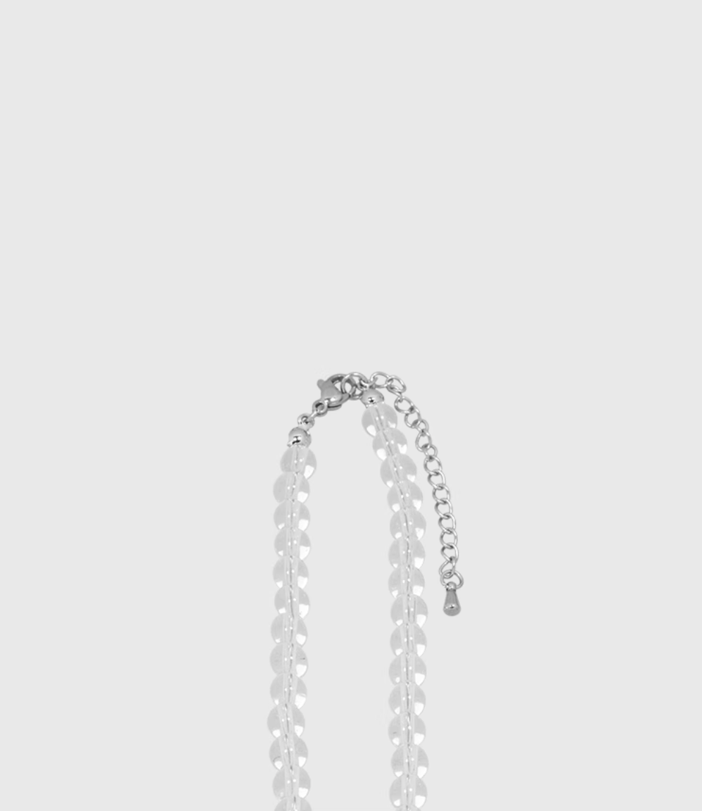 AWE Silver Irregular Flower Crystal Beaded Necklace