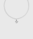 AWE Silver Irregular Flower Crystal Beaded Necklace