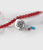 AWE Copper Box Pendant Red Beaded Necklace