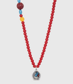 AWE Copper Box Pendant Red Beaded Necklace