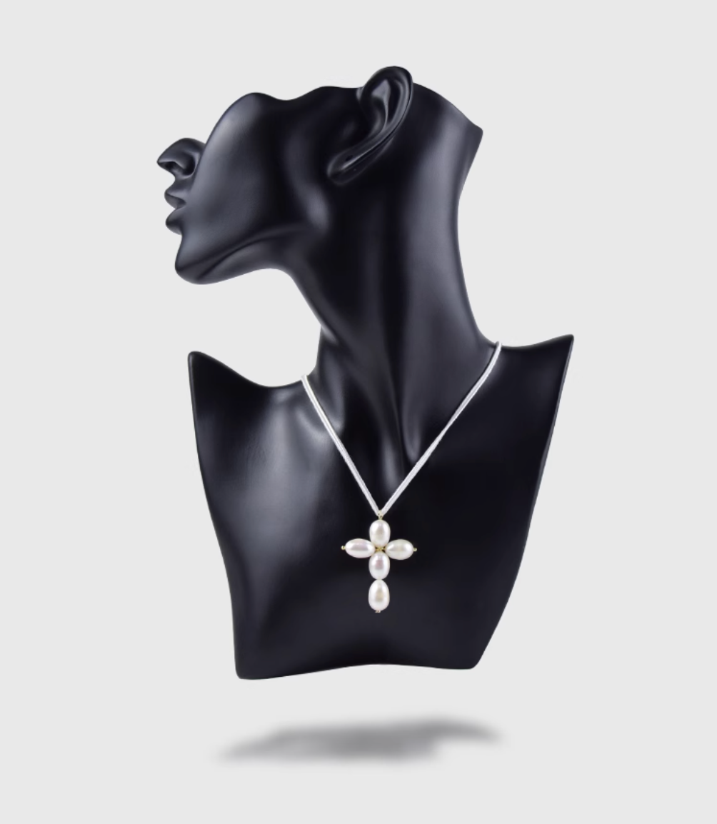 AWE Pearl Cross Pendant Necklace