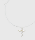 AWE Pearl Cross Pendant Necklace