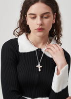 AWE Pearl Cross Pendant Necklace