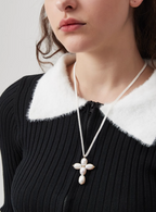 AWE Pearl Cross Pendant Necklace
