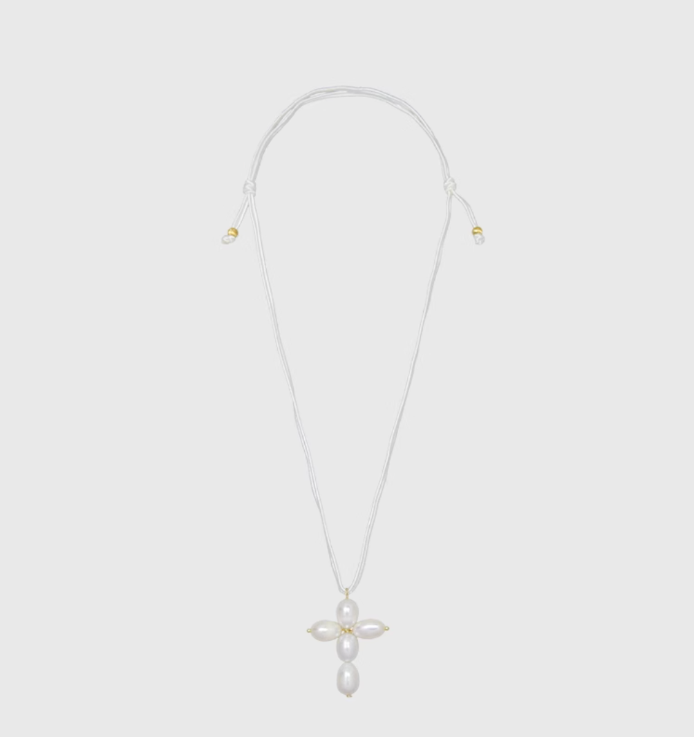 AWE Pearl Cross Pendant Necklace
