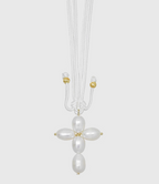 AWE Pearl Cross Pendant Necklace