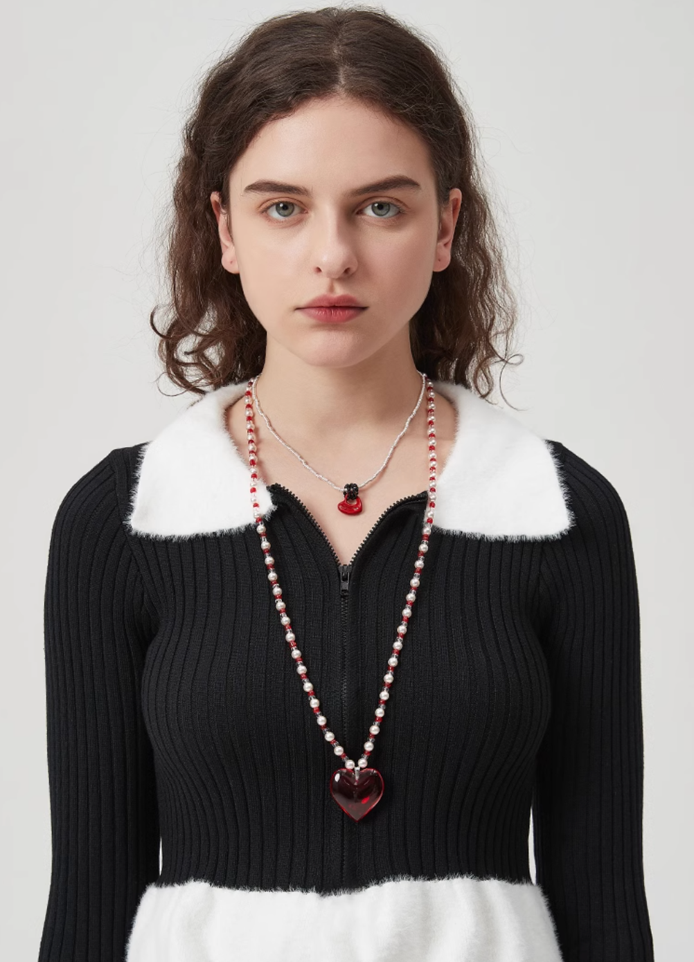AWE Red Heart Pearl Necklace
