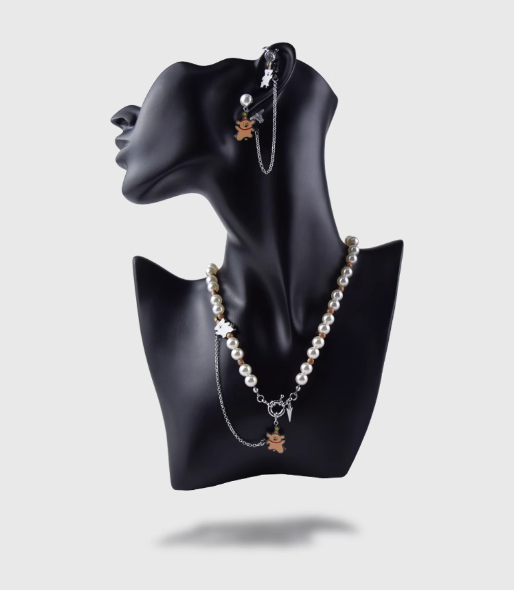 AWE Puppy Party Pendant Pearl Necklace