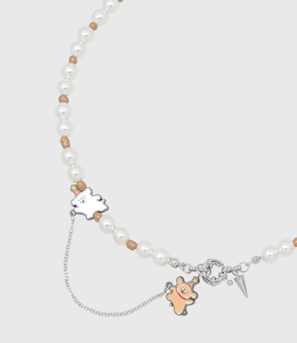 AWE Puppy Party Pendant Pearl Necklace